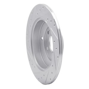 Hyundai Genesis Coupe Brake Rotor (1) - Rear Right - R1 Concepts - Drilled & Slotted - Silver - `10-`16